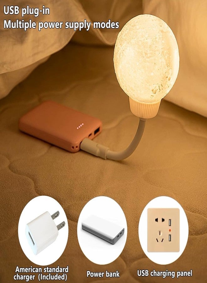 فلاينجو مصباح ليلي بلاستيكي يعمل بمنفذ USB من FLYNGO لغرفة النوم، مصباح ليلي على شكل قمر للأطفال، مناسب لغرفة المعيشة، مزود بإضاءة LED، لون أبيض - Image 4